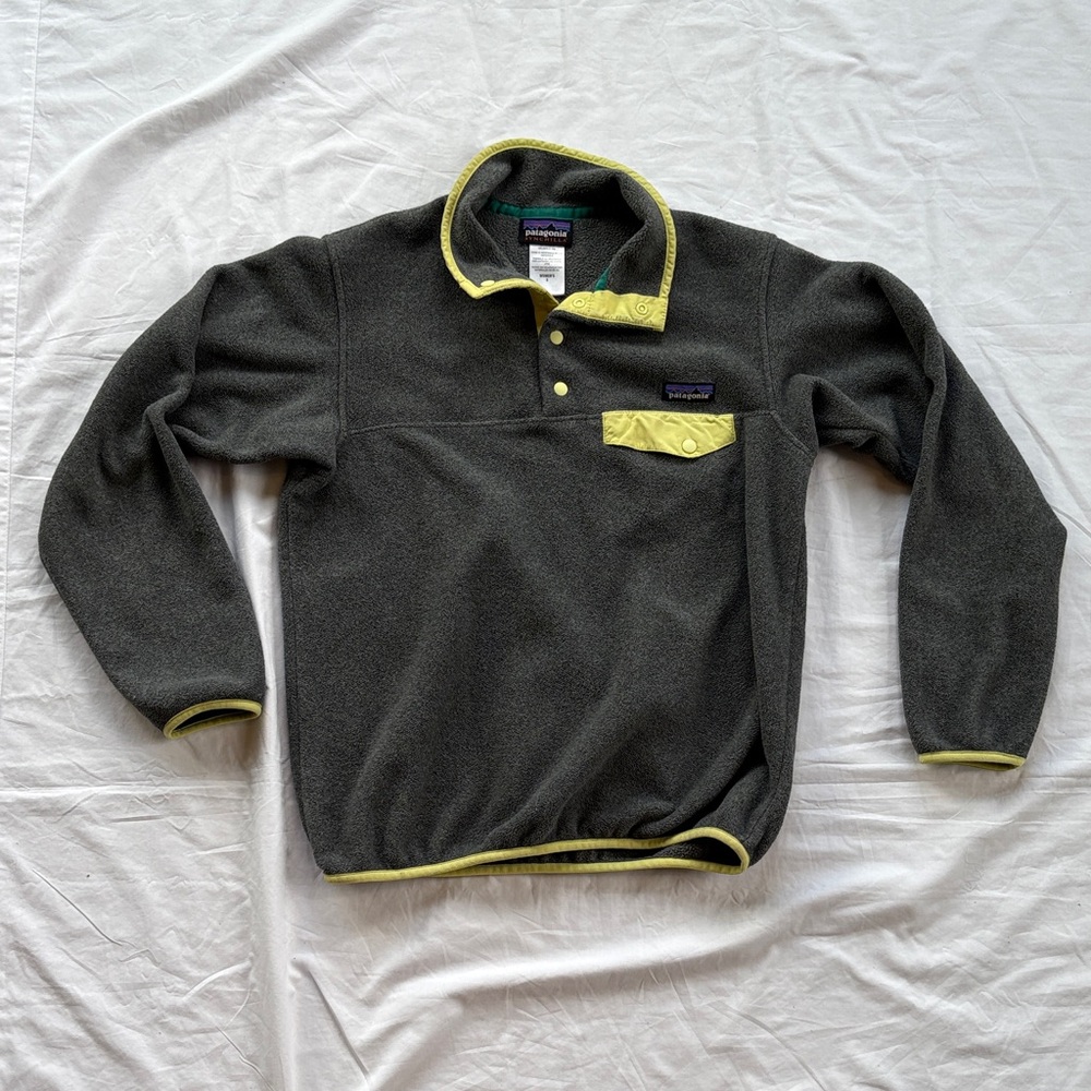 Patagonia Synchilla Snap-t Pullover Charcoal & Yellow Women’s Small